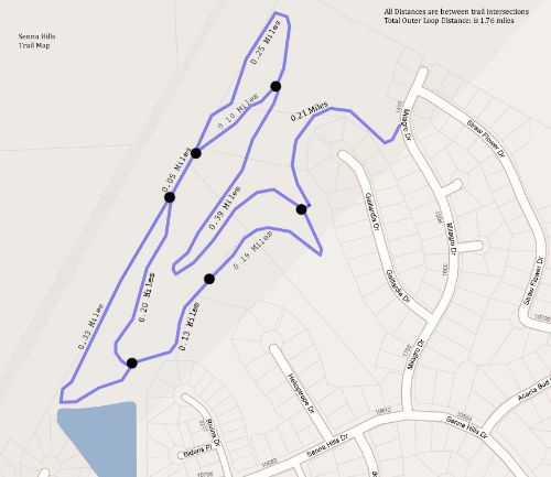 Map of the Senna Hills trail system